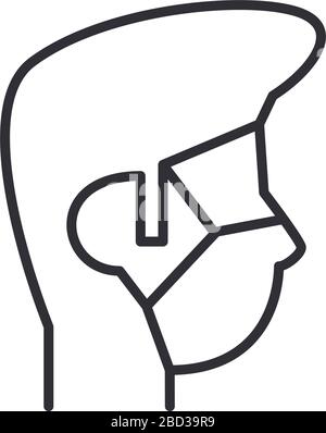 man using face mask line style icon Stock Vector