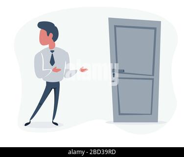 Man pointing with the the way out. Stock Vector