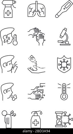 bundle of covid19 set icons Stock Vector