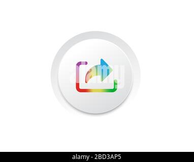 The vector isolated music player share rainbow gradient icon button Stock Vector