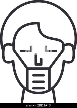 man using face mask line style icon Stock Vector