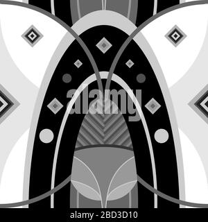 Undiscovered Africa. Ethnic pattern stylized African tribal masks inspired by aboriginal Arts. Seamless pattern, geometric ornaments, ritual motifs. Stock Vector
