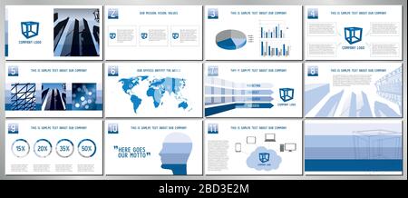 Business presentation template/ design - hd format - 1920x1080 px - fully adjustable vector design - replace text and photographs to create profession Stock Vector