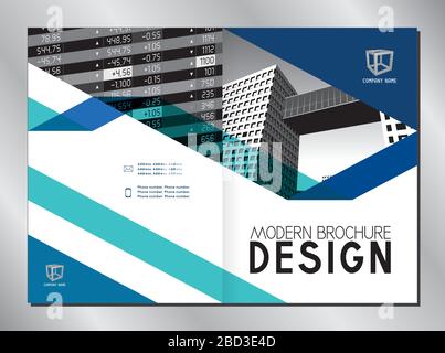 Business brochure/ flyer cover template (A4 format - 2 x 210x297 mm - front and back side) - modern architecture/ defocused background - red graphics Stock Vector