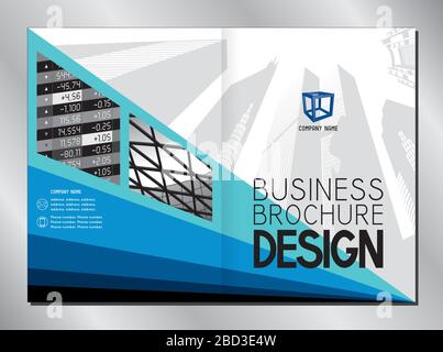 Business brochure/ flyer cover template (A4 format - front and back side) - modern office buildings/ skyscrapers/ modern architecture/ financial data Stock Vector