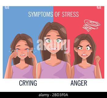 group of women with stress symptoms Stock Vector