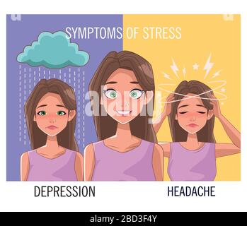 group of women with stress symptoms Stock Vector