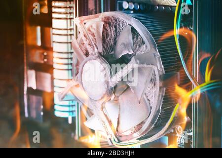 Old computer system unit with dust inside Stock Photo