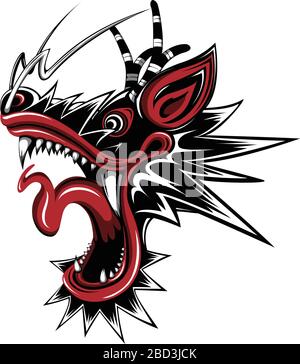 Asian oriental dragon's face illustration Stock Vector