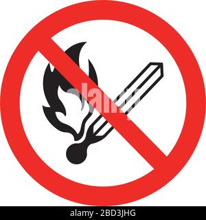 Prohibition sign (pictogram) / No open flame Stock Vector