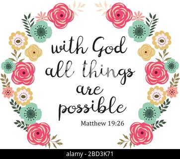 vector illustration of a Bible verse. With God all things are possible.  Inspirational qoute Stock Vector Image & Art - Alamy
