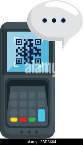 qr code inside dataphone and bubble vector design Stock Vector