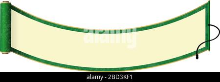 Japanese traditional scroll paper vector illustration / green Stock Vector