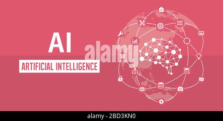 AI ( artificial intelligence ) image banner illustration.. Stock Vector