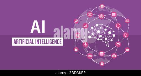 AI ( artificial intelligence ) image banner illustration.. Stock Vector