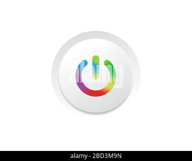 The vector isolated music player power on off rainbow gradient icon button Stock Vector