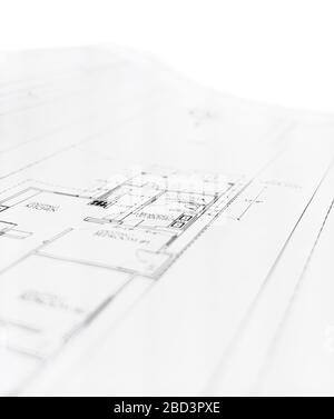 Architectural floor plan drawing on white background. Stock Photo