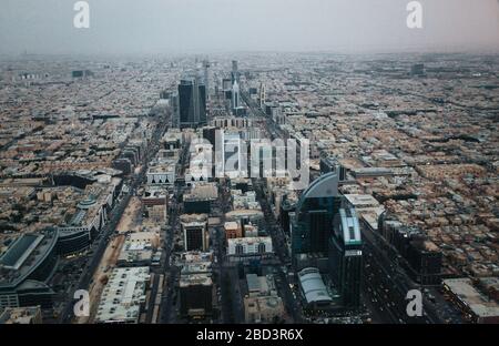 Aerial view of Riyadh downtown at the evening Stock Photo