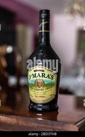 A glass bottle of O'mara's cream liqueur. Stock Photo