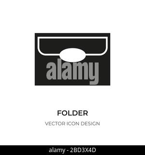 Glyph folder icon. Graphic document symbol file. Pictogram silhouette business element archive, stationery office. Design logo web app, ui, contact information directory. Isolated vector illustration Stock Vector