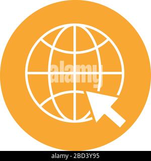 sphere browser with mouse pointer block style icon Stock Vector