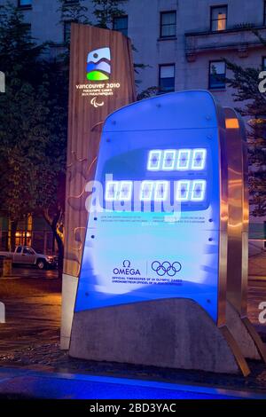 2010 Olympic Countdown Clock, Vancouver, British Columbia, Canada, North America Stock Photo