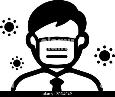 face mask, flu mask icon (man) / corona virus, covid-19, flu Stock Vector