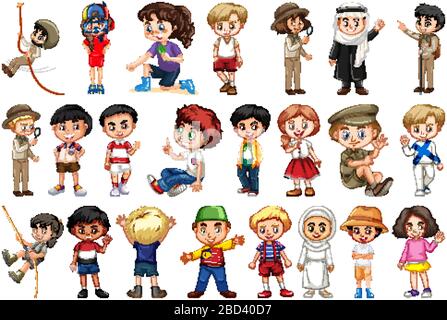 Large set of children doing different activities  illustration Stock Vector