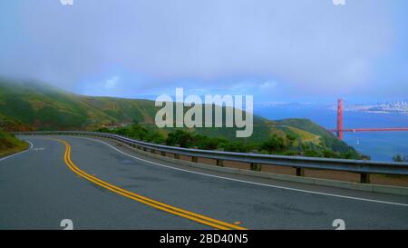 Scenic route at the Golden Gate Bridge in San Francisco Marin Headlands - travel photography Stock Photo