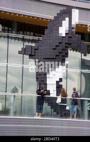 The Digital Orca by Douglas Coupland, Convention Centre, Vancouver, British Columbia, Canada, North America Stock Photo