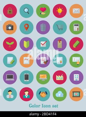 Color flat icon vector illustration set ( for web designing) Stock Vector