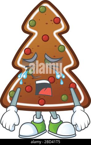 A weeping gingerbread tree cartoon character concept Stock Vector