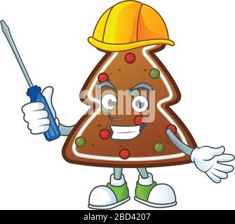 Smart automotive gingerbread tree presented in mascot design style Stock Vector