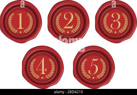 Sealing wax stamp illustration number ranking from 1st place