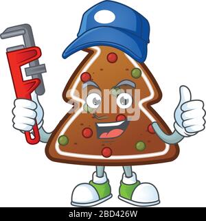 Mascot design concept of gingerbread tree work as smart Plumber Stock Vector