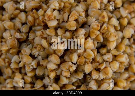 Buckwheat pattern close up. Buckwheat texture. Stock Photo