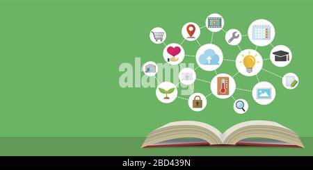 flat banner illustration for knowledge, technology, business and education etc. Stock Vector