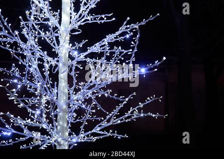 Artificial tree made from many led lights Stock Photo