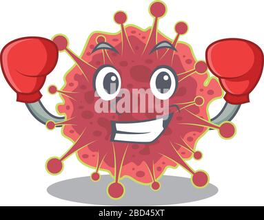 A sporty boxing athlete mascot design of coronaviridae with red boxing gloves Stock Vector