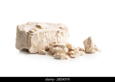 Fresh yeast blocks isolated on white background. Stock Photo