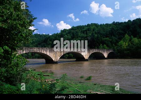 Stone Bridge, Cumberland Falls State Park, Kentucky Stock Photo