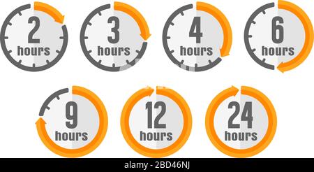 Timer, clock vector icon illustration set ( hours ) Stock Vector