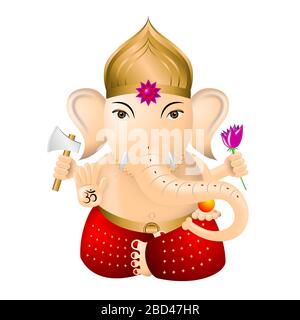 Ganesha - indian god - illustration, white background Stock Photo - Alamy