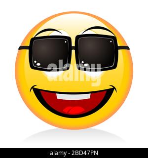 Emoji of Yellow Smiley Face with Summer Set Isolated on White Background.  Emoticon with Blue Straw Hat, Goggles and a Big Smile. Stock Illustration -  Illustration of funny, smile: 180915623