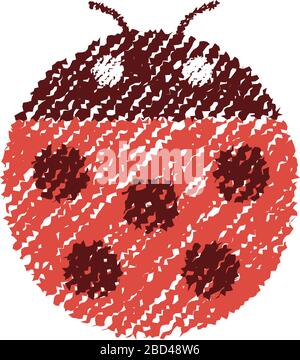 Ladybird (ladybug) illustration (handwriting style / Colored pencil stroke) Stock Vector