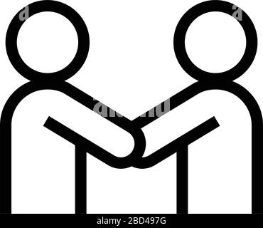 thin line sharp vector icon / shake hands, partnership, cooperation Stock Vector