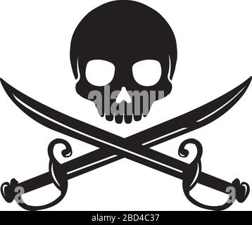 Pirate skull and crossed sabers vector illustration Stock Vector Image ...