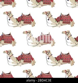 Vector seamless pattern with arabian one-humped camel Stock Vector