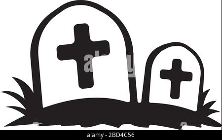 Abolished grave flat icon illustration ( horror / halloween) Stock Vector