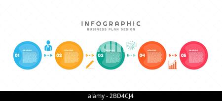 Infographic modern design circle shape art style with icon for business planning. vector illustration. Stock Vector